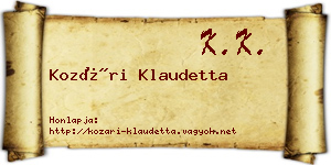 Kozári Klaudetta névjegykártya